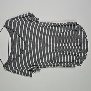 American Eagle soft & sexy small gray and white striped short sleeve shirt